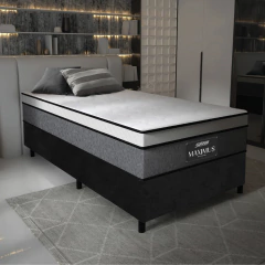 Cama Box Solteiro Colchão Gazin Maximus Molas Ensacadas 88x188x62cm Cinza / Preto - Suporta até 120K — foto 2