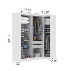 Quarto Modulado de Canto Madrid com 5 Portas e 2 Gavetas Maxel — foto 3