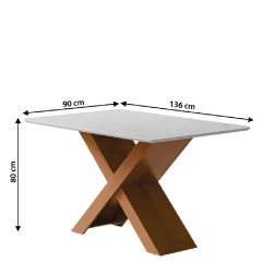 Conjunto de Mesa Sala de Jantar Tampo com Vidro 1,36m Grécia 4 Cadeiras Santiago Dobuê — foto 9