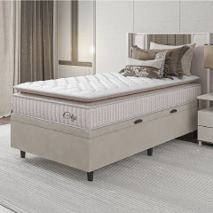 Cama Box Baú Colchão Solteiro Molas Ensacadas City Pillow Top 88x188x64cm Hellen — foto 2