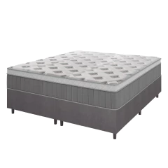 Cama Box Casal Queen Colchão Molas Ensacadas Ômega 158x198x70cm Cinza / Branco Hellen — foto 1
