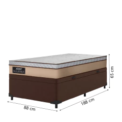 Cama Box Baú Solteiro Gazin Colchão Molas Ensacadas 88x188x65cm Maximus — foto 6