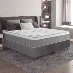 Cama Box Casal Queen Colchão Molas Ensacadas Ômega 158x198x70cm Cinza / Branco Hellen — foto 2
