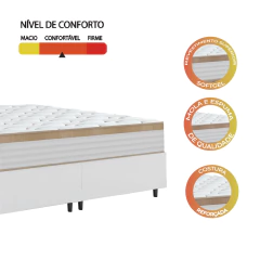 Cama Box Colchão Casal King Molas Ensacadas Real 193x203x65cm Branco / Bege Linho Inducol - Suporta — foto 5