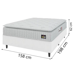 Cama Box Casal Queen Colchão Espuma D33 Pillow Top Van Gogh 158x198x62cm Branco Linho Hellen — foto 3