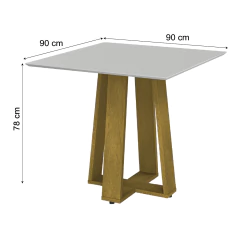 Conjunto de Mesa Sala de Jantar Atenas com 4 Cadeiras Carvalho/Off White/Bege 0,90m Quadrada Dobuê — foto 4