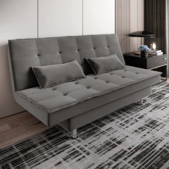 Sofá Cama 3 Lugares 1,84m Andradas Veludo Suede Cinza Mamflex — foto 2