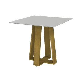 Mesa Athenas 0,90x0,90 Dobuê Carvalho/Off White
