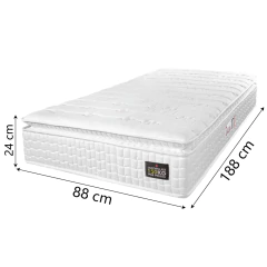 Colchão Solteiro Espuma D45 Lazio Pillow Top 88x188x24cm Branco Hellen-Suporta Até 150 Kg Por Pessoa — foto 2
