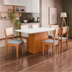 Conjunto Sala de Jantar Mesa 1,60m Trento 6 Cadeiras Santiago Dobuê — foto 8
