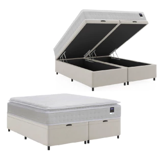 Cama Box Baú Casal King Colchão Gazin Com Molas Ensacadas Tower New 193x203x76cm