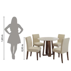 Conjunto de Mesa Sala de Jantar 4 cadeiras Redonda 1,03m Athenas Cedro/Areia — foto 6
