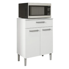 Armário de Cozinha Balcão Multiuso Para Micro Ondas Com Gaveta Diamante Branco Kit's Paraná — foto 1