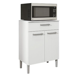 Armário de Cozinha Balcão Multiuso Para Micro Ondas Com Gaveta Diamante Branco Kit's Paraná