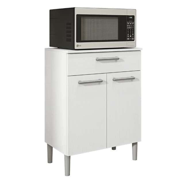 Armário de Cozinha Balcão Multiuso Para Micro Ondas Com Gaveta Diamante Branco Kit's Paraná