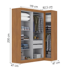 Quarto Modulado de Canto Madrid com 5 Portas e 2 Gavetas Maxel — foto 8