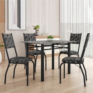 Conjunto Sala De Jantar Mesa Tampo Granito 1,20m Com 4 Cadeiras Diana Artefamol
