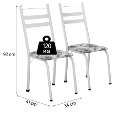 Conjunto De Mesa Sala de Jantar Leia Com 6 Cadeiras Tubular Granito 1,40m Artefamol — foto 10