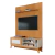 Rack Bancada Caribe Com Painel Para TV Até 55 Polegadas 1,35m Egeo Cedro/Off White Ripado Impressão