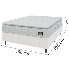 Cama Box Casal Queen Colchão Espuma D45 Lazio Pillow Top 158x198x62cm Branco Hellen — foto 4
