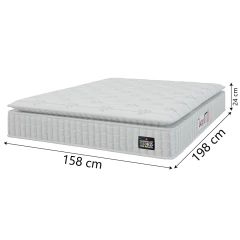 Cama Box Casal Queen Colchão Espuma D45 Lazio Pillow Top 158x198x62cm Branco Hellen — foto 3