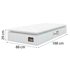 Cama Box Colchão Solteiro Espuma D33 Vangogh Pillow Top 88x188x67cm Branco / Cinza Hellen - Suporta — foto 4