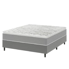 Cama Box Casal Molas Ensacadas Pillow Top 138x188x63cm Martino Cinza Umaflex — foto 1