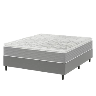 Cama Box Casal Molas Ensacadas Pillow Top 138x188x63cm Martino Cinza Umaflex