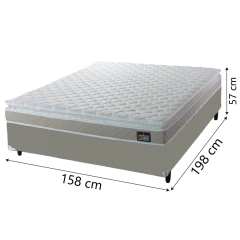 Cama Box Casal Queen Colchão Espuma D33 Pillow Top Millenium 158x198x57cm Suede Hellen — foto 3