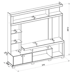 Estante Home Theater Para TV Até 70 Polegadas 2,10m Atlanta Madeirado / Off White Caemmun — foto 4
