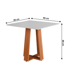 Conjunto Sala de Jantar Mesa Athenas Quadrada 0,90m 4 Cadeiras Trieste Dobuê — foto 3