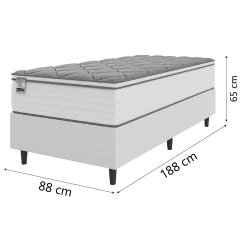 Cama Box Solteiro Colchão Molas Com Pillow Max Force 88x188x65cm Inducol — foto 3