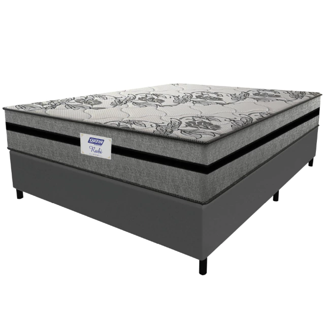 Cama Box Casal King Colchão Gazin Com Molas Ensacadas Rubi 193x203x70cm Suede
