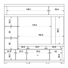 Estante Home Theater Para TV Até 70 Polegadas 2,10m Atlanta Madeirado / Off White Caemmun — foto 5