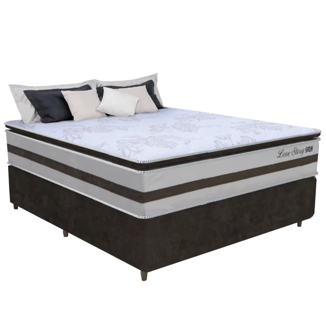 Cama Box Casal 1,38m Colchão Molas Ensacadas 30cm Love Story 138x188x68cm