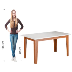 Mesa para Sala de Jantar 1,60m Miami Madeirado/Off White Dobuê — foto 3