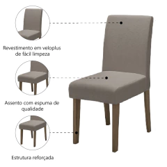 Conjunto Com 4 Cadeiras Estofada Sala de Jantar Trieste Siena Cedro / Mascavo Dobuê — foto 3