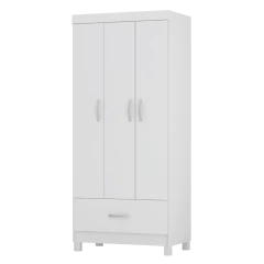 Guarda Roupas Solteiro 3 Portas 1 Gaveta Branco Prince Demóbile — foto 1