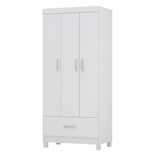 Guarda Roupas Solteiro 3 Portas 1 Gaveta Branco Prince Demóbile