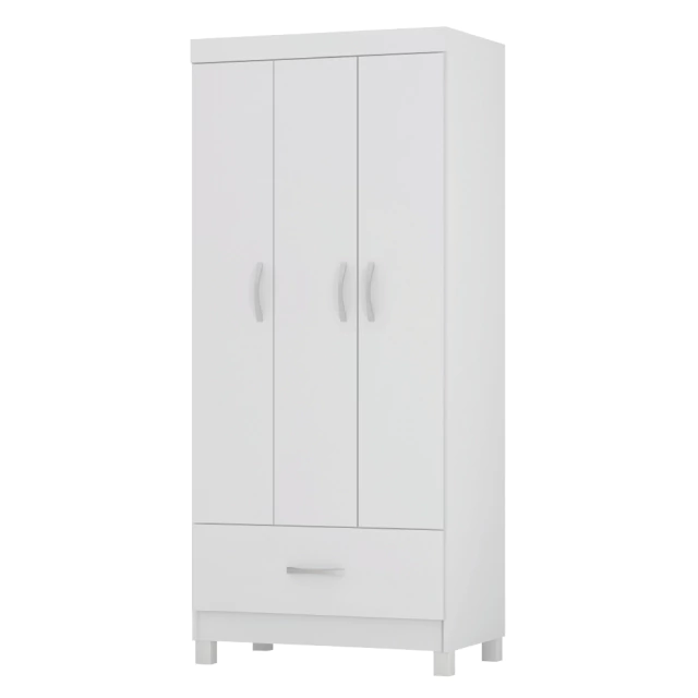 Guarda Roupas Solteiro 3 Portas 1 Gaveta Branco Prince Demóbile