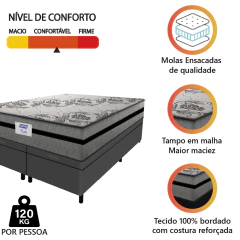 Cama Box Baú Casal Queen Colchão Gazin Com Molas Ensacadas Rubi 158x198x73cm Suede — foto 6