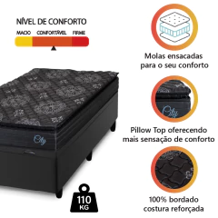 Cama Box Baú Solteiro Colchão Com Molas Ensacadas City Pillow Top 88x188x64cm Hellen — foto 6