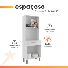 Armário de Cozinha Paneleiro 4 Portas 1 Gaveta Balli Branco — foto 5