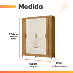 Guarda Roupas Casal Ripado 7 Portas 2 Gavetas Malta Madeirado / Off White Moval — foto 3