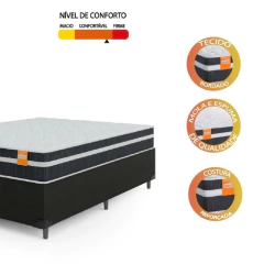 Cama Box Casal Colchão Molas Qatar 138x188x60cm - Suporta até 200Kg Por Pessoa — foto 5