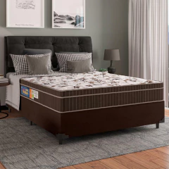 Cama Box Casal Colchão Espuma Orthoface Polar 138x188x63cm Marrom - Suporta Até 120kg Por Pessoa — foto 2