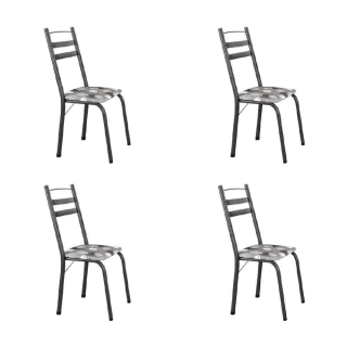 Conjunto Com 4 Cadeiras Tubular Itália Artefamol Dark