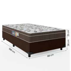 Cama Box Solteiro Colchão Espuma Orthoface Polar 88x188x63cm Marrom - Suporta Até 120kg — foto 3