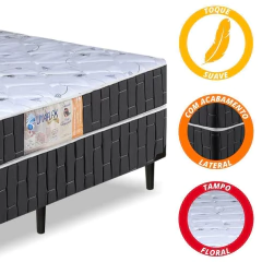 Cama Box Solteiro Conjugado Granada Umaflex Preto / Branco Flor — foto 4