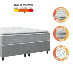Cama Box Casal Queen Colchão Molas Ensacadas Pillow Top Perfect 158x198x71cm Cinza/Branco Umaflex — foto 5